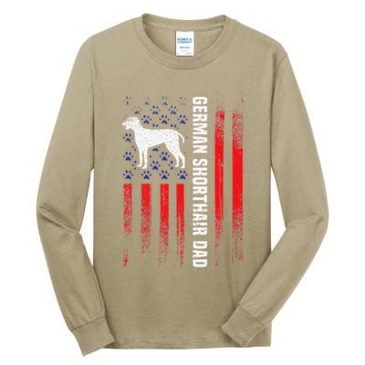 German Shorthair Pointer Dog Dad American Flag Patriotic Tall Long Sleeve T-Shirt