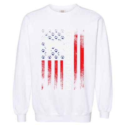 German Shorthair Pointer Dog Dad American Flag Patriotic Garment-Dyed Sweatshirt