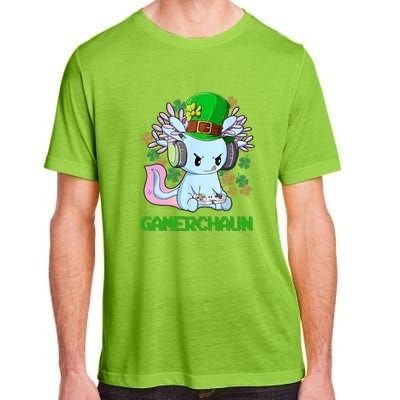 Gamerchaun St Patrick's Day Axolotl Video Game Controllers Adult ChromaSoft Performance T-Shirt