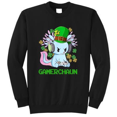 Gamerchaun St Patrick's Day Axolotl Video Game Controllers Sweatshirt