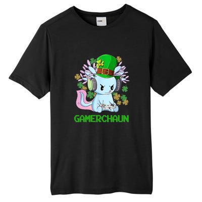 Gamerchaun St Patrick's Day Axolotl Video Game Controllers Tall Fusion ChromaSoft Performance T-Shirt