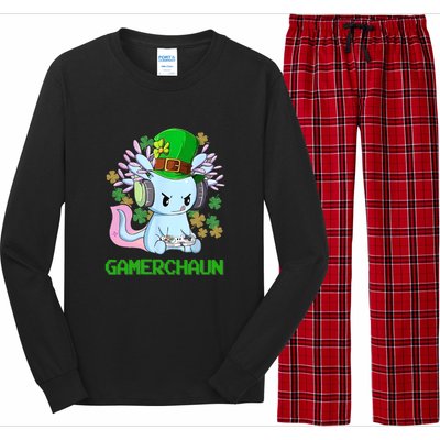 Gamerchaun St Patrick's Day Axolotl Video Game Controllers Long Sleeve Pajama Set