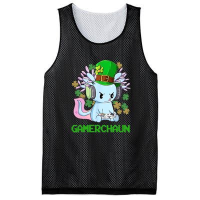 Gamerchaun St Patrick's Day Axolotl Video Game Controllers Mesh Reversible Basketball Jersey Tank