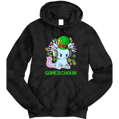 Gamerchaun St Patrick's Day Axolotl Video Game Controllers Tie Dye Hoodie