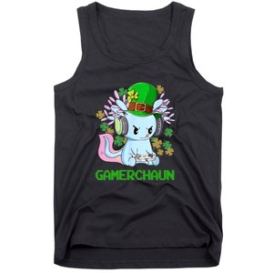 Gamerchaun St Patrick's Day Axolotl Video Game Controllers Tank Top