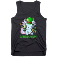 Gamerchaun St Patrick's Day Axolotl Video Game Controllers Tank Top