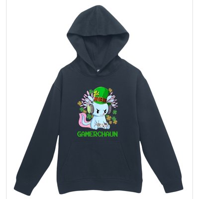 Gamerchaun St Patrick's Day Axolotl Video Game Controllers Urban Pullover Hoodie