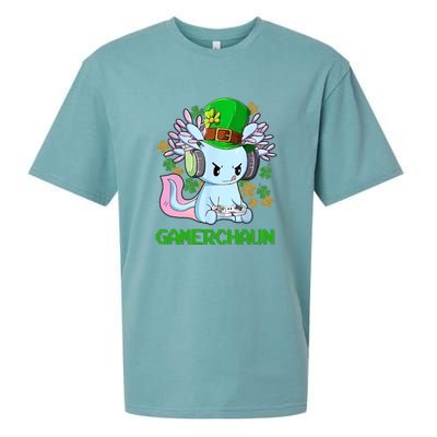 Gamerchaun St Patrick's Day Axolotl Video Game Controllers Sueded Cloud Jersey T-Shirt