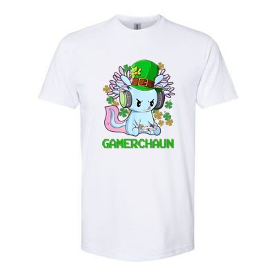 Gamerchaun St Patrick's Day Axolotl Video Game Controllers Softstyle CVC T-Shirt