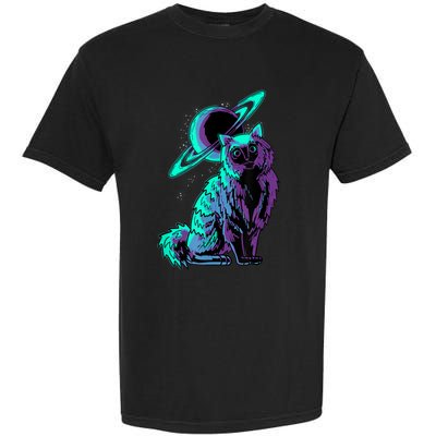 Galaxy Saturn Planet Ragdoll Cool Cat Feline Cat Lover Gift Garment-Dyed Heavyweight T-Shirt