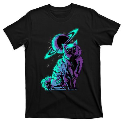 Galaxy Saturn Planet Ragdoll Cool Cat Feline Cat Lover Gift T-Shirt