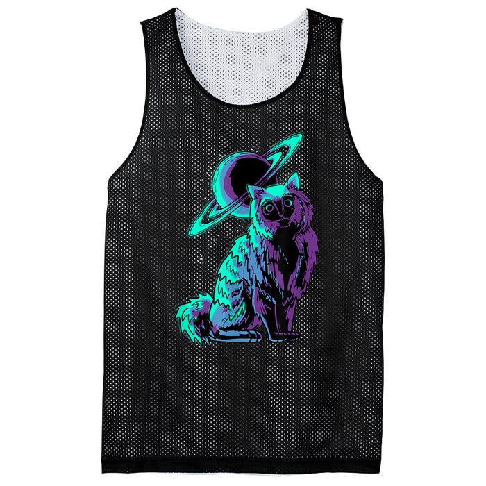 Galaxy Saturn Planet Ragdoll Cool Cat Feline Cat Lover Gift Mesh Reversible Basketball Jersey Tank