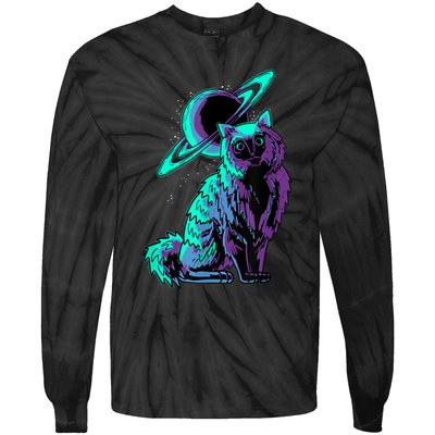 Galaxy Saturn Planet Ragdoll Cool Cat Feline Cat Lover Gift Tie-Dye Long Sleeve Shirt