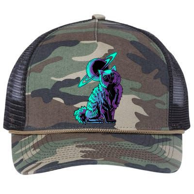 Galaxy Saturn Planet Ragdoll Cool Cat Feline Cat Lover Gift Retro Rope Trucker Hat Cap