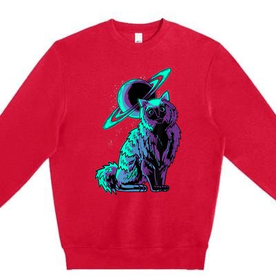 Galaxy Saturn Planet Ragdoll Cool Cat Feline Cat Lover Gift Premium Crewneck Sweatshirt