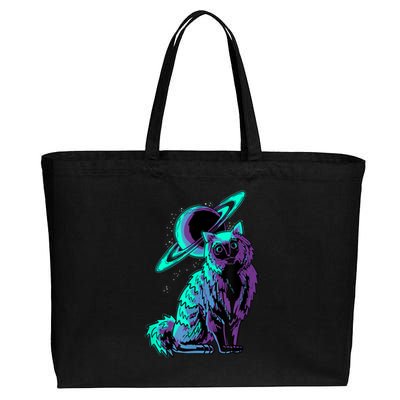 Galaxy Saturn Planet Ragdoll Cool Cat Feline Cat Lover Gift Cotton Canvas Jumbo Tote