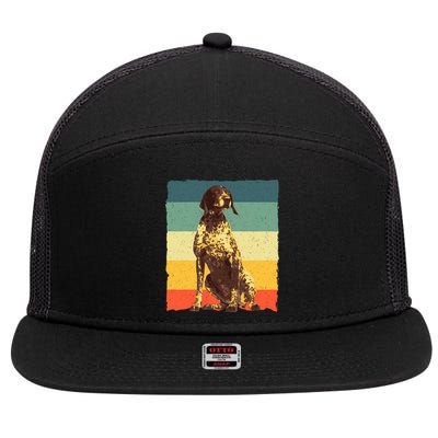 German Shorthaired Pointer Art GSP Dog Lover 7 Panel Mesh Trucker Snapback Hat