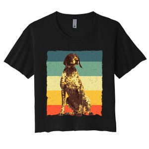 German Shorthaired Pointer Art GSP Dog Lover Women's Crop Top Tee