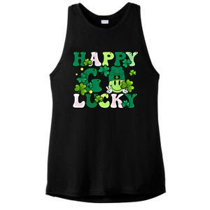 Groovy St Patrick's Day Happy Go Lucky Meaningful Gift Ladies PosiCharge Tri-Blend Wicking Tank