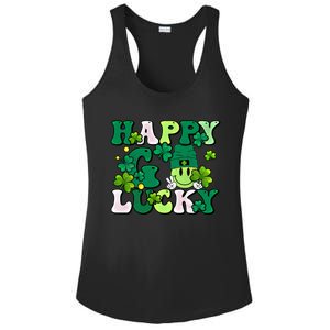 Groovy St Patrick's Day Happy Go Lucky Meaningful Gift Ladies PosiCharge Competitor Racerback Tank