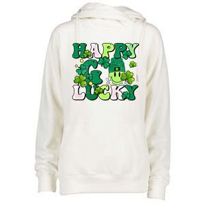 Groovy St Patrick's Day Happy Go Lucky Meaningful Gift Womens Funnel Neck Pullover Hood