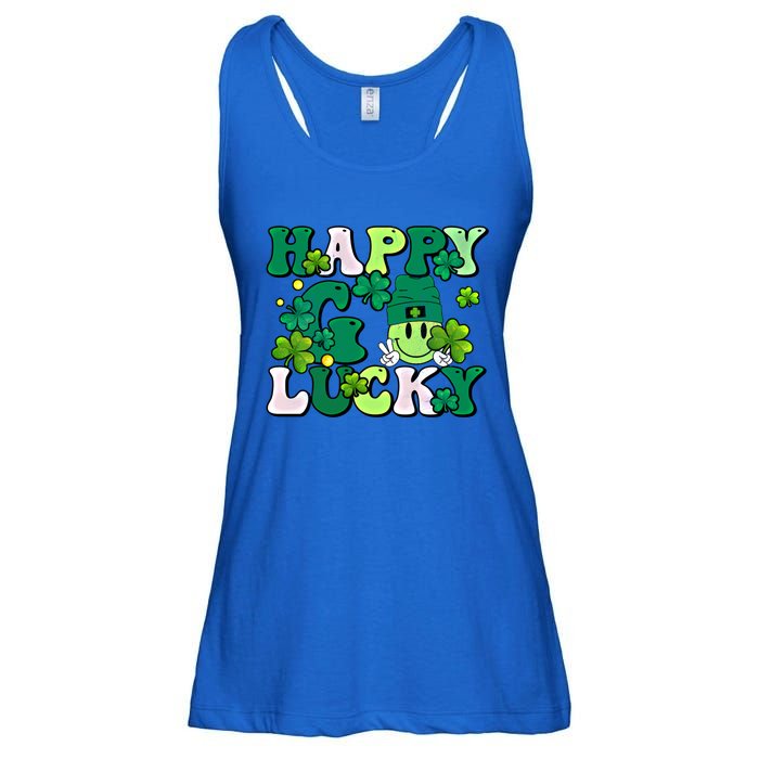 Groovy St Patrick's Day Happy Go Lucky Meaningful Gift Ladies Essential Flowy Tank