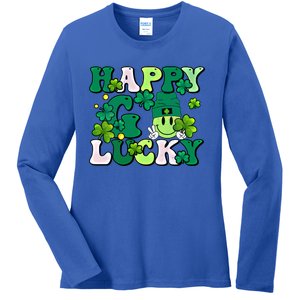 Groovy St Patrick's Day Happy Go Lucky Meaningful Gift Ladies Long Sleeve Shirt