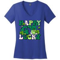 Groovy St Patrick's Day Happy Go Lucky Meaningful Gift Women's V-Neck T-Shirt