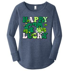 Groovy St Patrick's Day Happy Go Lucky Meaningful Gift Women's Perfect Tri Tunic Long Sleeve Shirt