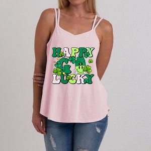 Groovy St Patrick's Day Happy Go Lucky Meaningful Gift Women's Strappy Tank