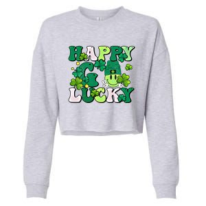 Groovy St Patrick's Day Happy Go Lucky Meaningful Gift Cropped Pullover Crew