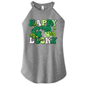 Groovy St Patrick's Day Happy Go Lucky Meaningful Gift Women's Perfect Tri Rocker Tank