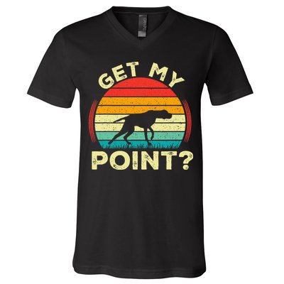 German Shorthaired Pointer Get My Point Gsp Dog V-Neck T-Shirt