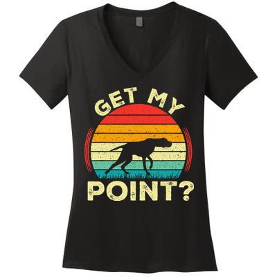 German Shorthaired Pointer Get My Point Gsp Dog Women's V-Neck T-Shirt