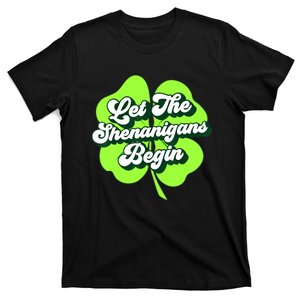 Groovy St Patricks Day Let The Shenanigans Begin Womens T-Shirt