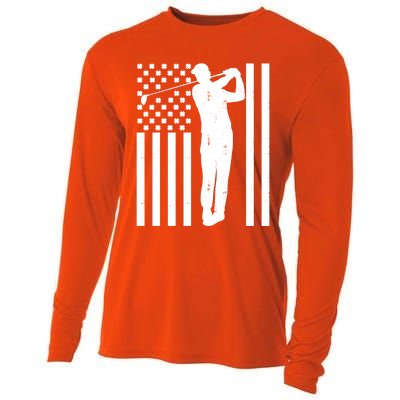 Golf St Patricks Day Design Golfer American Flag Golf Player Gift Cooling Performance Long Sleeve Crew