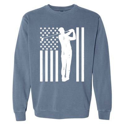 Golf St Patricks Day Design Golfer American Flag Golf Player Gift Garment-Dyed Sweatshirt