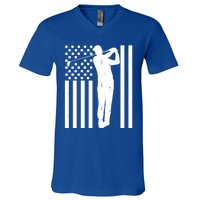 Golf St Patricks Day Design Golfer American Flag Golf Player Gift V-Neck T-Shirt