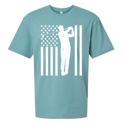 Golf St Patricks Day Design Golfer American Flag Golf Player Gift Sueded Cloud Jersey T-Shirt