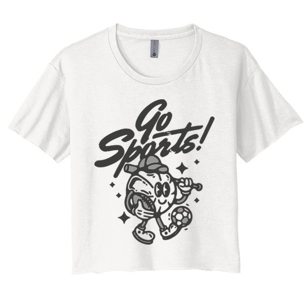 Go Sports Retro Football Game Day Women's Crop Top Tee