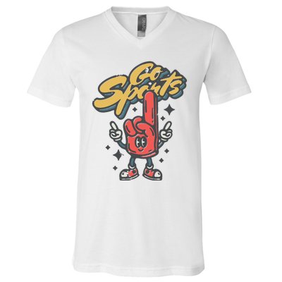 Go Sports Retro Football Game Day V-Neck T-Shirt