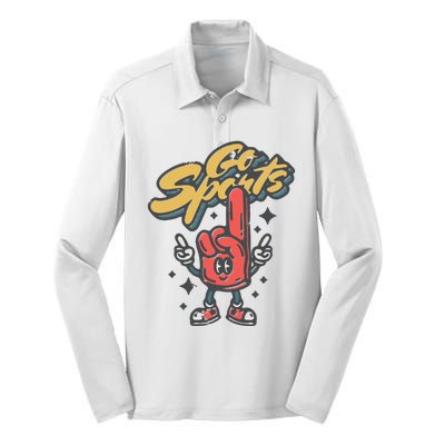 Go Sports Retro Football Game Day Silk Touch Performance Long Sleeve Polo