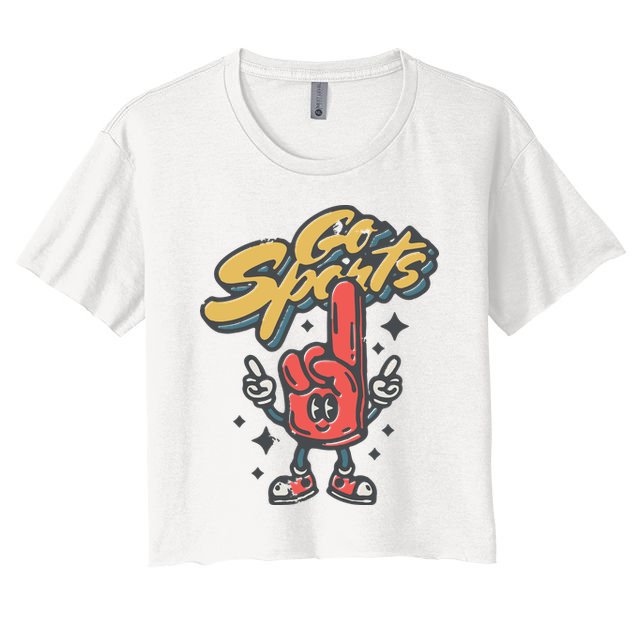 Go Sports Retro Football Game Day Women's Crop Top Tee