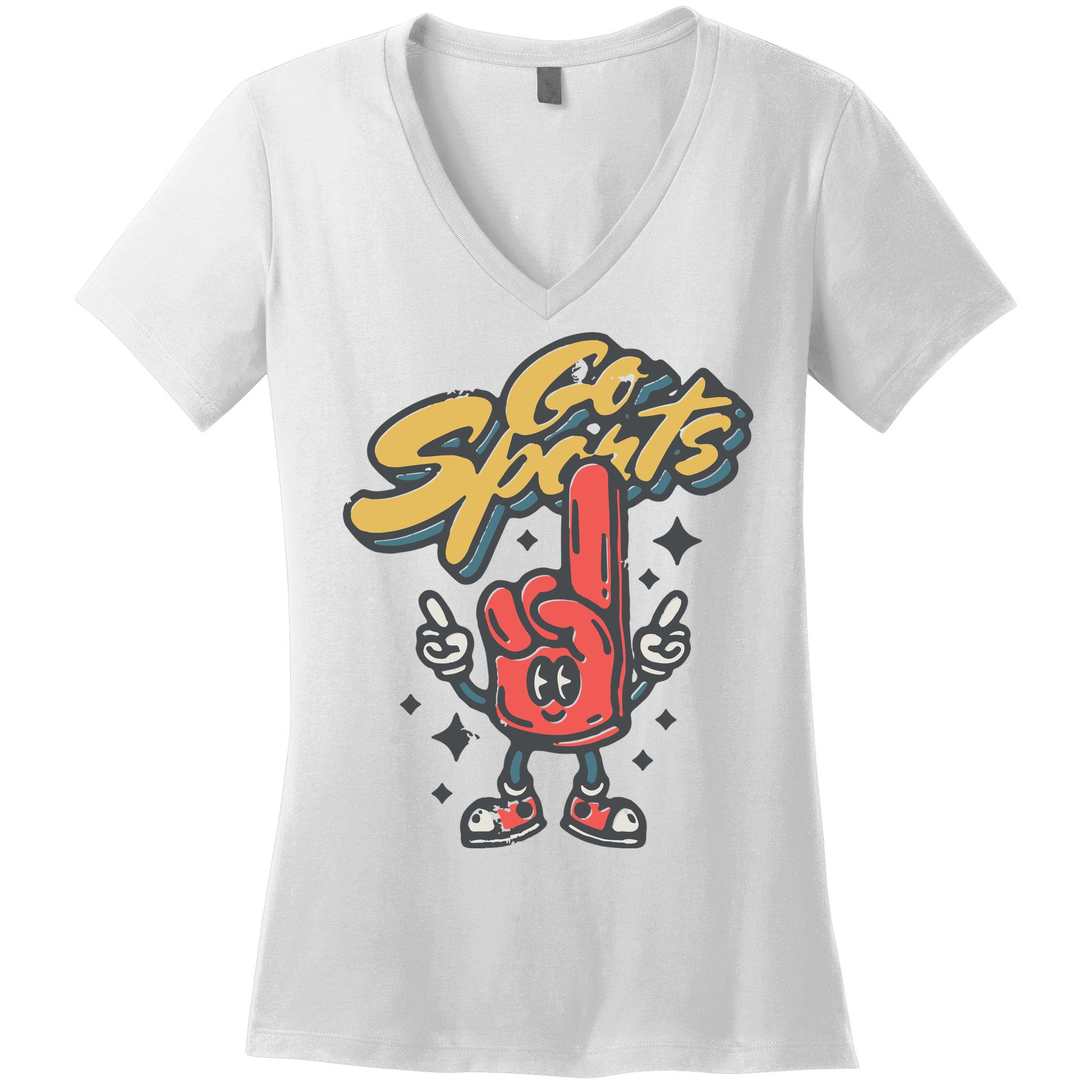 Go Sports Retro Football Game Day Women's V-Neck T-Shirt