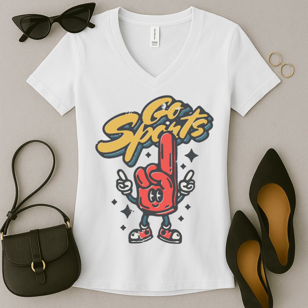 Go Sports Retro Football Game Day Women's V-Neck T-Shirt