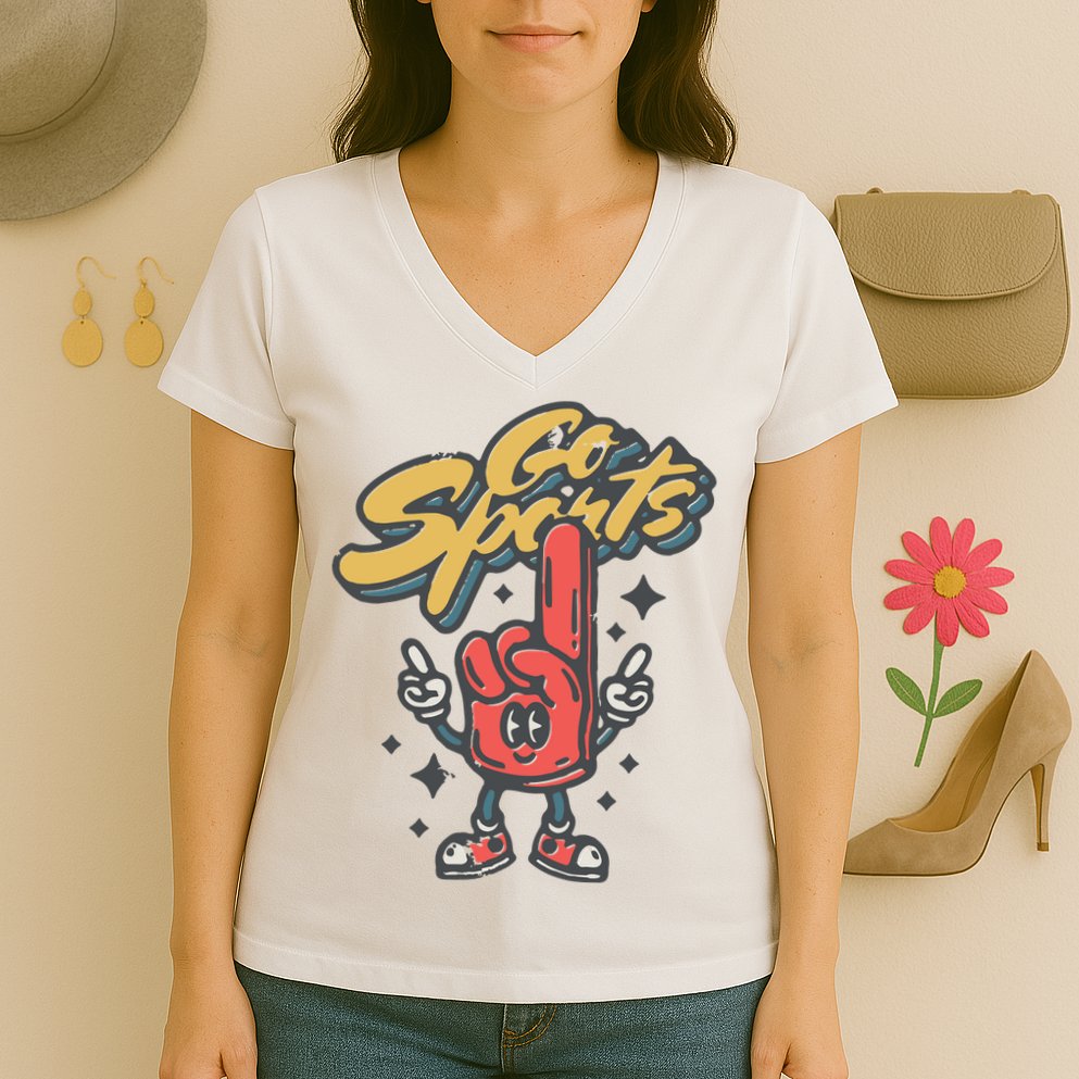 Go Sports Retro Football Game Day Women's V-Neck T-Shirt