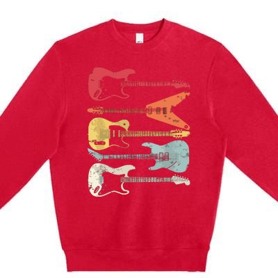 Guitar Shirts Retro Style Gift For Guitarist Premium Crewneck Sweatshirt