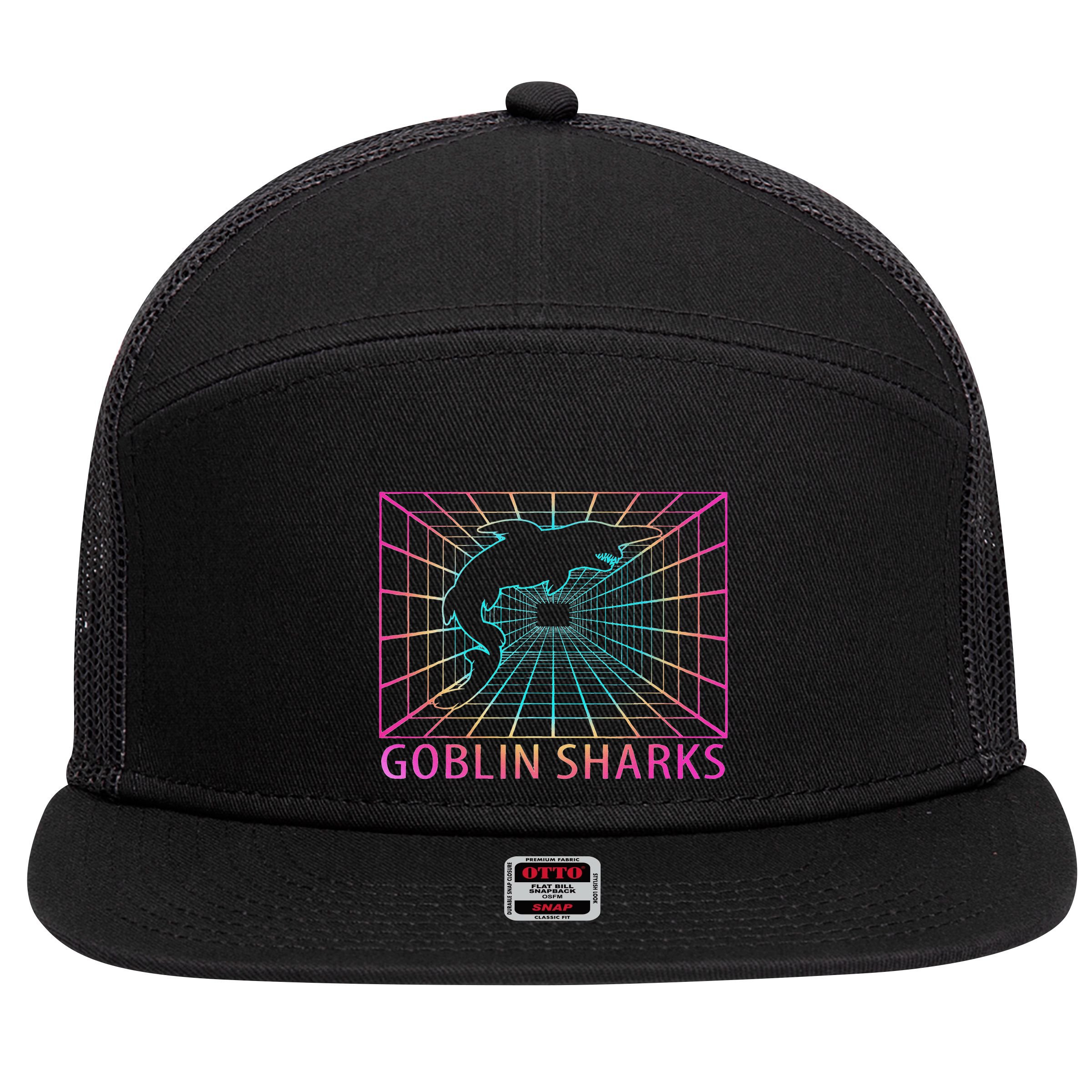 Goblin Sharks Retro Gift 7 Panel Mesh Trucker Snapback Hat