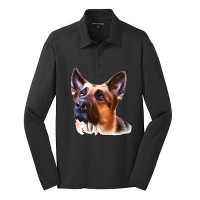 Ger Shepherd Realistic And Colorful Toon Art Shepherd Cool Gift Silk Touch Performance Long Sleeve Polo