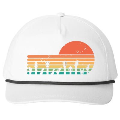 Guitars Sunset Retro Style Vintage Guitarist Snapback Five-Panel Rope Hat